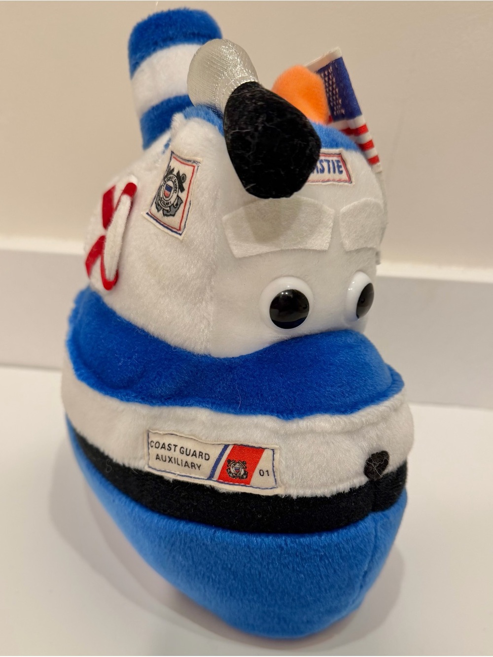 Vintage Coastie US Coast Guard Auxiliary Tug Boat Art's Toy Plush Stuffed 8"